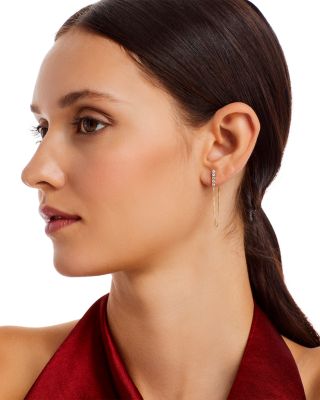 Diamond Vertical Bar Chain Earrings in 14K Yellow Gold, 0.25 tcw 