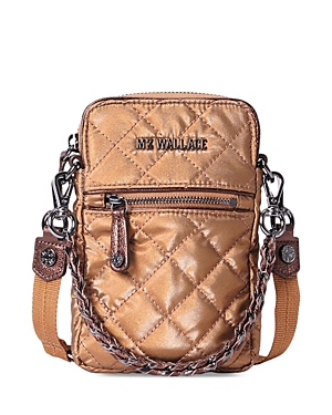 Mz Wallace Micro Crosby Crossbody Bag In Tiger Eye Pearl/gunmetal