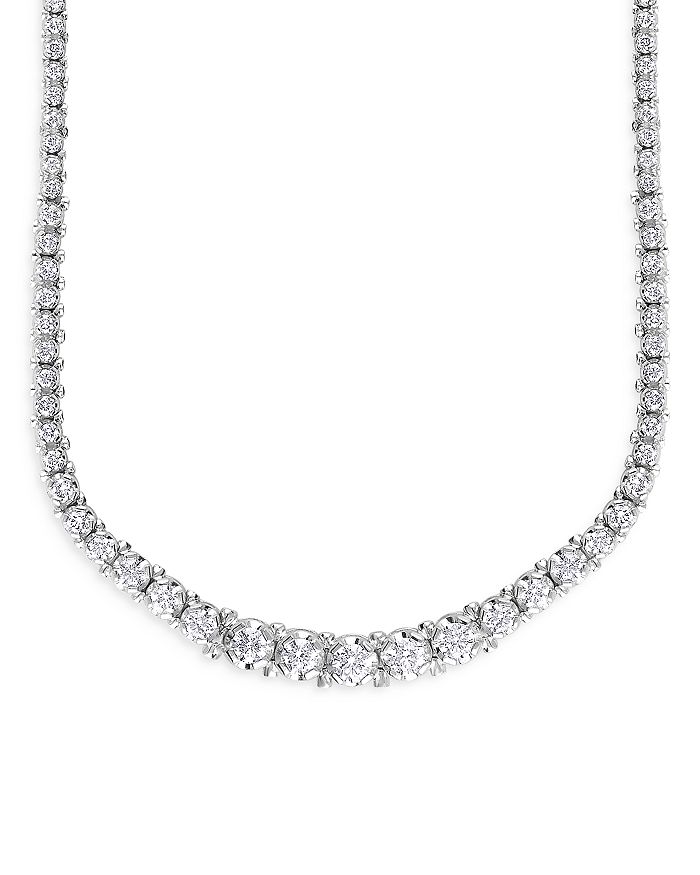 Bloomingdale's - Diamond Graduated Tennis Necklace in 14K White Gold, 3.0 ct. t.w. - 100% Exclusive