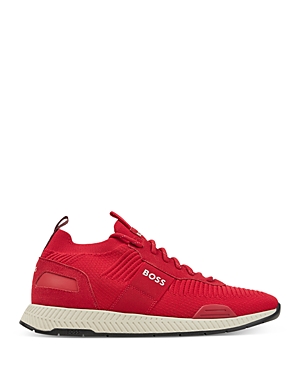 HUGO BOSS MEN'S TITANIUM_RUNN_KNSTA_N LACE UP TRAINING SNEAKERS