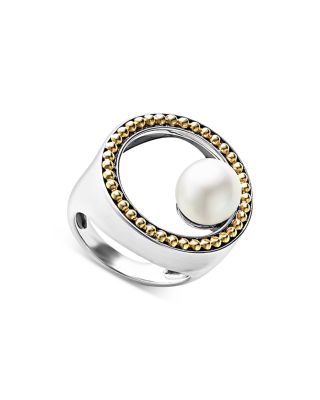 18K Yellow Gold & Sterling Silver Luna Cultured Freshwater Pearl Ring