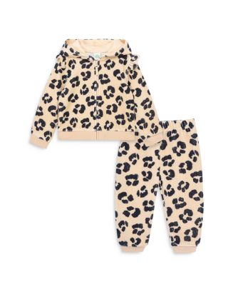 Little Me Girls' Leopard Print Cotton Blend Velour Hoodie & Pants Set ...