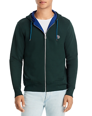 Ps By Paul Smith Zebra Zip Front Hooded Track Jacket In Dark Green