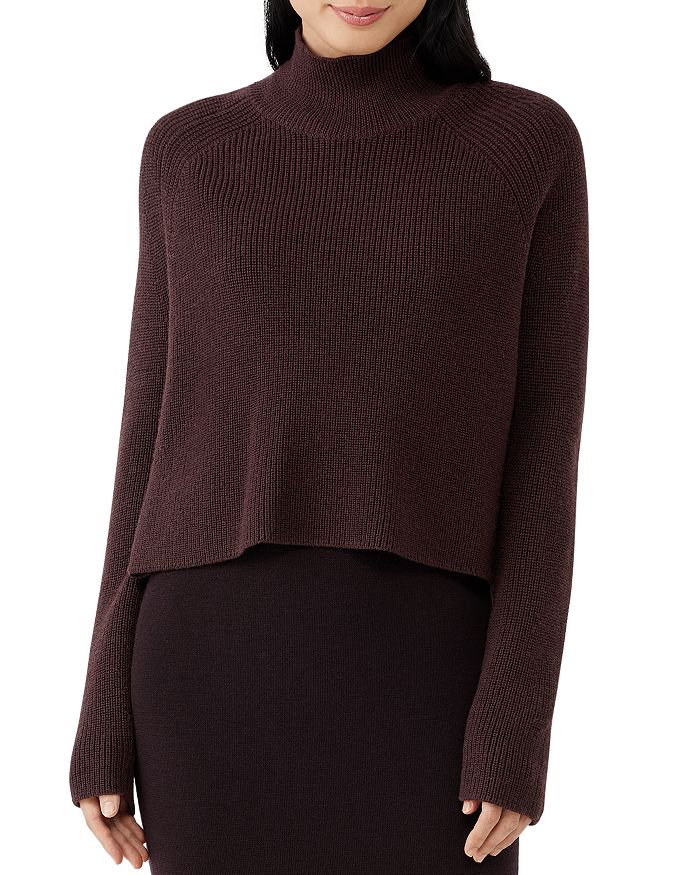 EILEEN FISHER Womens Blue Long Sleeve Mock Tunic Sweater main image 0