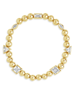 Sterling Forever Amaris Charm Beaded Stretch Bracelet In Gold