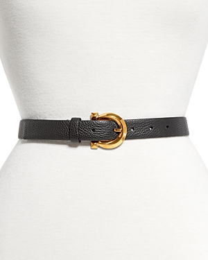 Shop Ferragamo Salvatore  Women's Gancini Buckle Leather Belt In Black