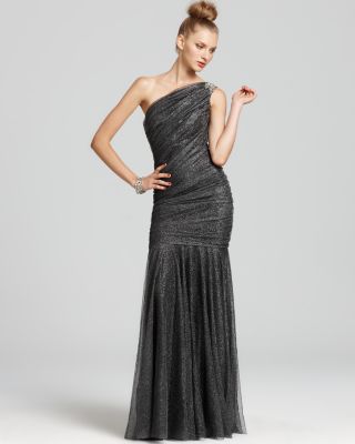 Tadashi Shoji One Shoulder Metallic Mermaid Gown | Bloomingdale's