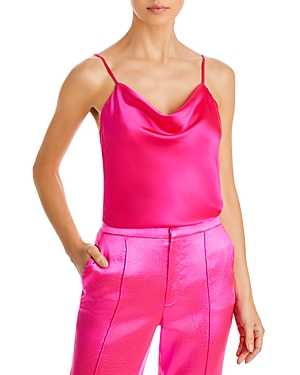 Shop Cinq À Sept Marta Cowl-neck Silk Cami In Ultra Pink