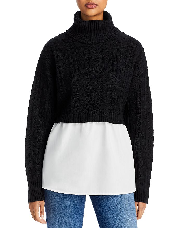 AQUA Layered Look Turtleneck Sweater 100 Exclusive Bloomingdale s