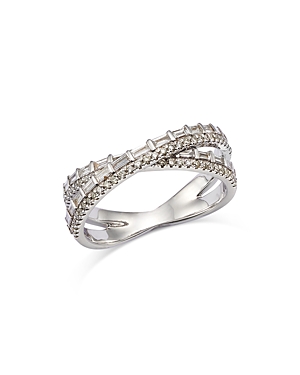 Bloomingdale's Diamond Baguette & Round Crossover Ring In 14k White Gold, 0.56 Ct. T.w. - 100% Exclusive