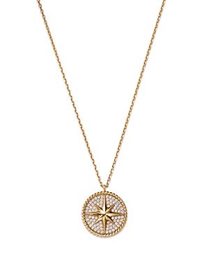 Bloomingdale's Diamond Starburst Disc Pendant Necklace In 14k Yellow Gold, 0.29 Ct. T.w. - 100% Exclusive