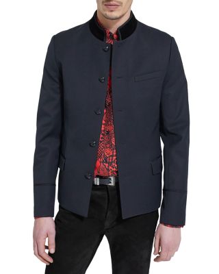 Banded collar jacket hotsell