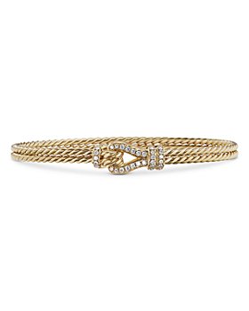 David Yurman - Thoroughbred Loop Bracelet in 18K Yellow Gold with Pavé Diamonds 