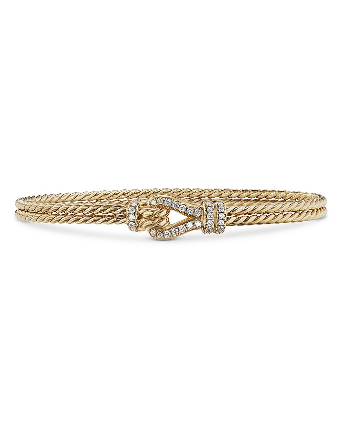 David Yurman - Thoroughbred Loop Bracelet in 18K Yellow Gold with Pav&eacute; Diamonds