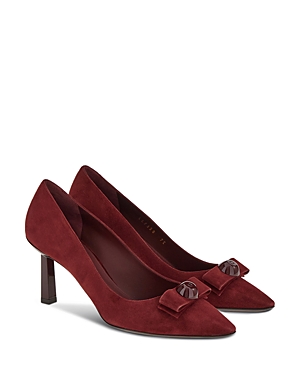 Ferragamo Women's Katrin 70 Vara Bowl Ornament Pointed Toe Pumps In Nebbiolo