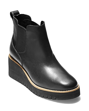 Shop Cole Haan Women's Zg City Pull On Wedge Booties In Black Leather