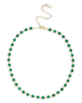 Bezel Choker Necklace in 18K Gold Plate, 12" 