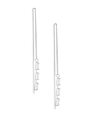 Shop Ettika Triple Baguette Chain Threader Earrings In Silver
