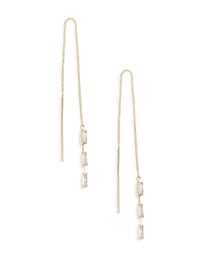 Shop Ettika Triple Baguette Chain Threader Earrings In Gold