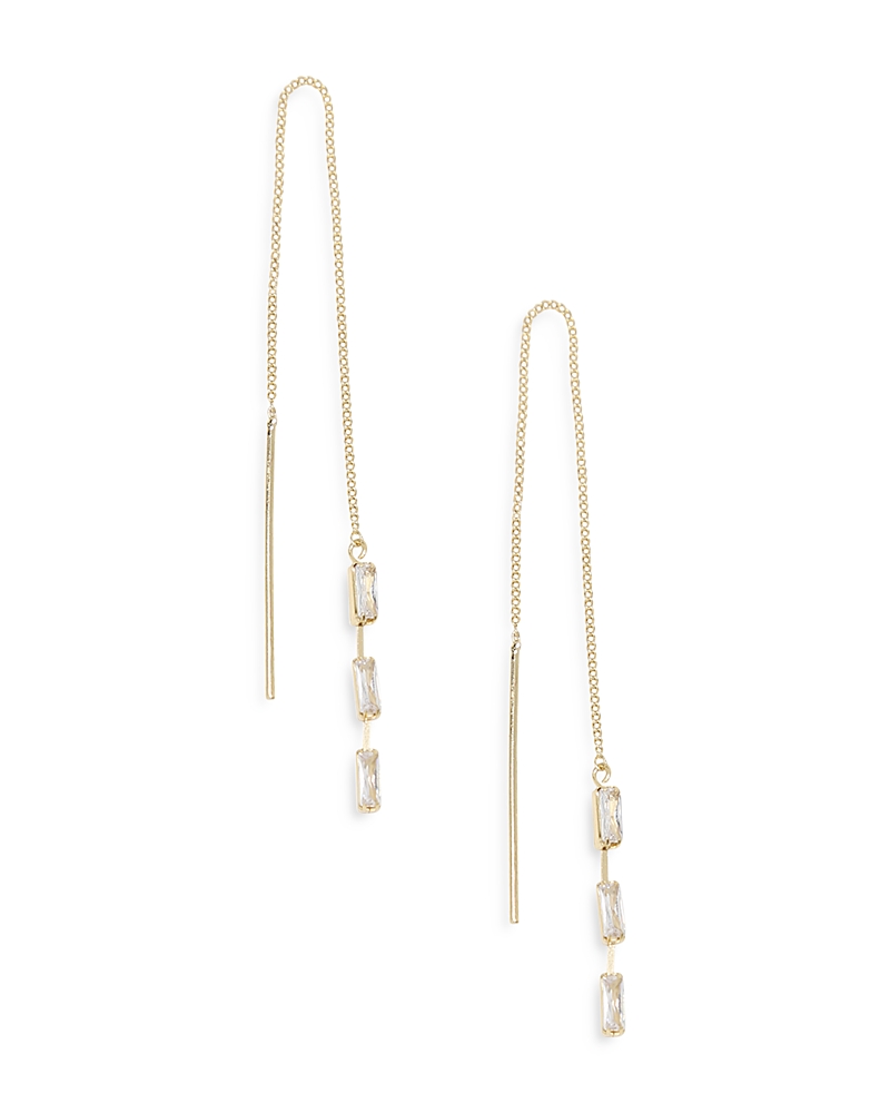 Ettika Triple Baguette Chain Threader Earrings In Gold