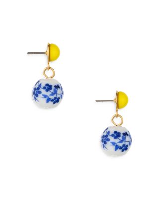 Indigo Floral Drop Earrings in 18K Gold Plate