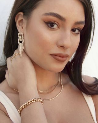 Ettika Gatsby Fringe Drop Statement Earrings in 18K Gold Plate 