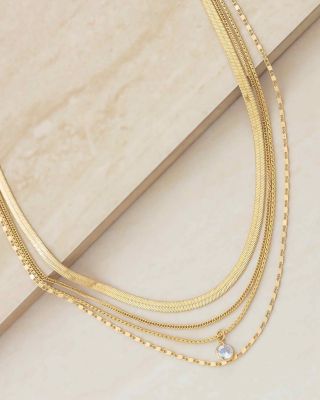 All the Chains 18K Gold Plated Layered Necklace, 13-15&amp;quot;