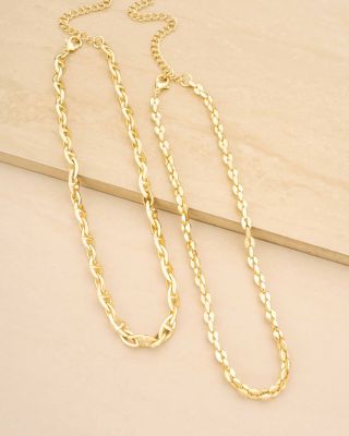 Golden Rays Linked Chain 18K Gold Plated Necklace Set