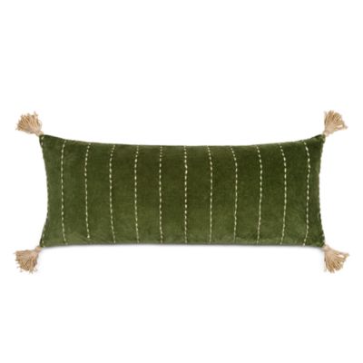  Velvet Kantha Lumbar Pillow, 13"L x 36"W