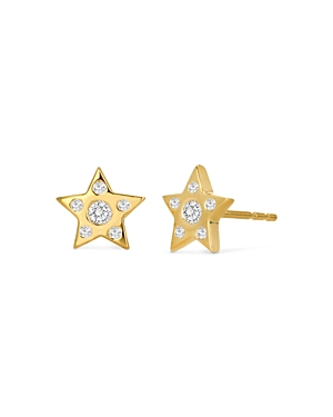 Rachel Reid 14K Yellow Gold Diamond Starburst Stud Earrings