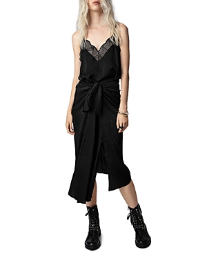 Shop Zadig & Voltaire Janais Silk Asymmetric Wrap Skirt In Noir
