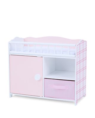 Kids Aurora Princess Pink Plaid Baby Doll Bed with Accessories Pink - Ages 3-7