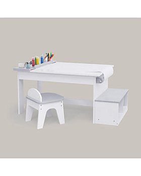 Teamson - Kids Little Artist Monet Play Art Table Kids Furniture White/Gray - Ages 3-7