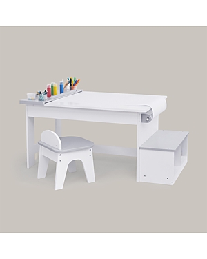 Fantasy Fields by Teamson Kids Little Artist Monet Play Art Table Kids Furniture White/Gray - Ages 3