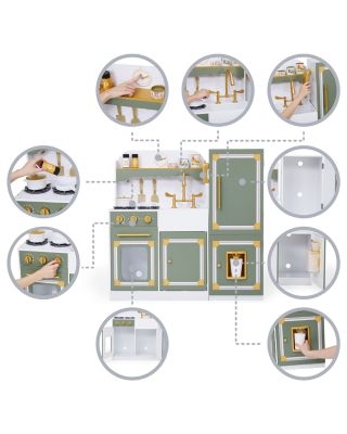 Kids Versailles Deluxe Classic Play Kitchen Olive Green - Ages 3-7