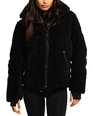 Shop Sam Sophia Zip Sherpa Jacket In Black