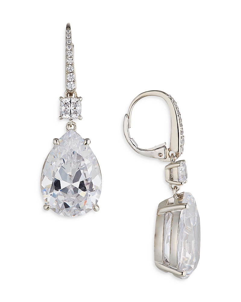 Nadri Shine On Large Pear Cut Cubic Zirconia Drop Earrings In Silver