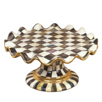 MacKenzie-Childs Courtly Check Fluted Cake Stand
