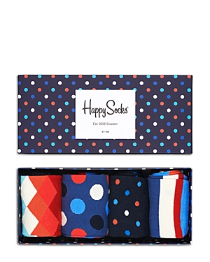 Happy Socks Multi Dots Cotton Blend Crew Socks Gift Box, Pack of 4
