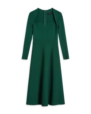 green emerald velvet dress Lilano Ribbed Knit Button Detail Skater Dress Dk-Green main image 0