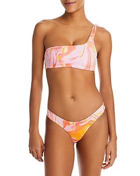 AQUA - Swirl Print One Shoulder Bikini Top & Swirl Print Basic Bikini Bottom - 100% Exclusive