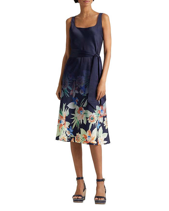 Ralph Lauren Floral Belted Charmeuse Dress | Bloomingdale's