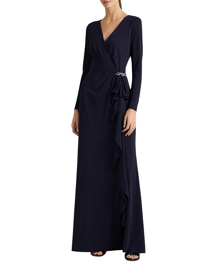 Ralph Lauren Ruffle Trim Jersey Gown | Bloomingdale's