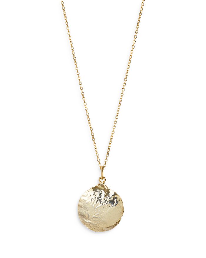 Argento Vivo Molten Medium Disc Pendant Necklace in 14K Gold