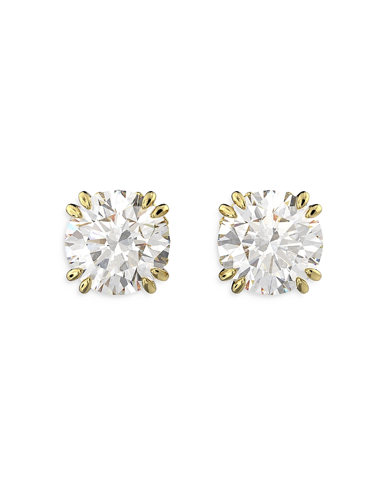 Swarovski Ladies Constella Round Cut Crystal Stud Earrings In Gold