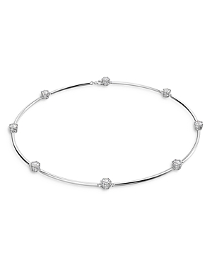 Swarovski Constella Rhodium-plated Brass And Zirconia Necklace In Silver