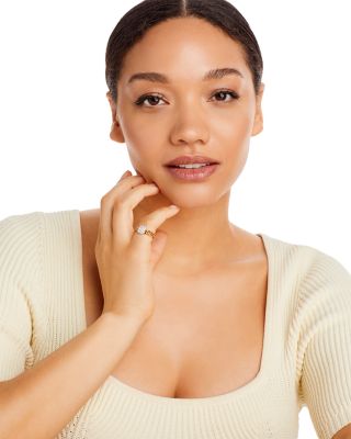 Diamond Halo Cluster Chain Link Ring in 14K Yellow Gold, 0.40 tcw 