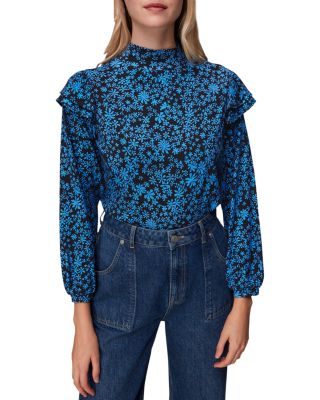 Cotton Printed Frilled Shoulder Top