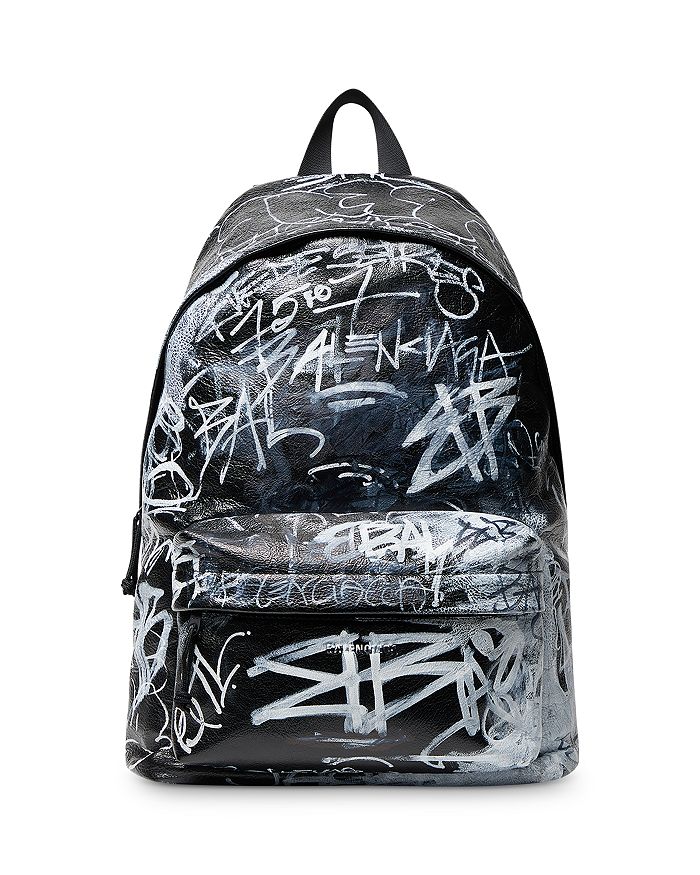 Balenciaga Men's Graffiti-Print Leather Belt Bag - Luxed