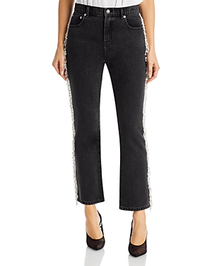 Shop Milly Gineen Embellished Ankle Jeans In Grey